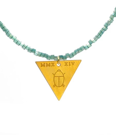 Lucky Scarab Teal Iris Necklace